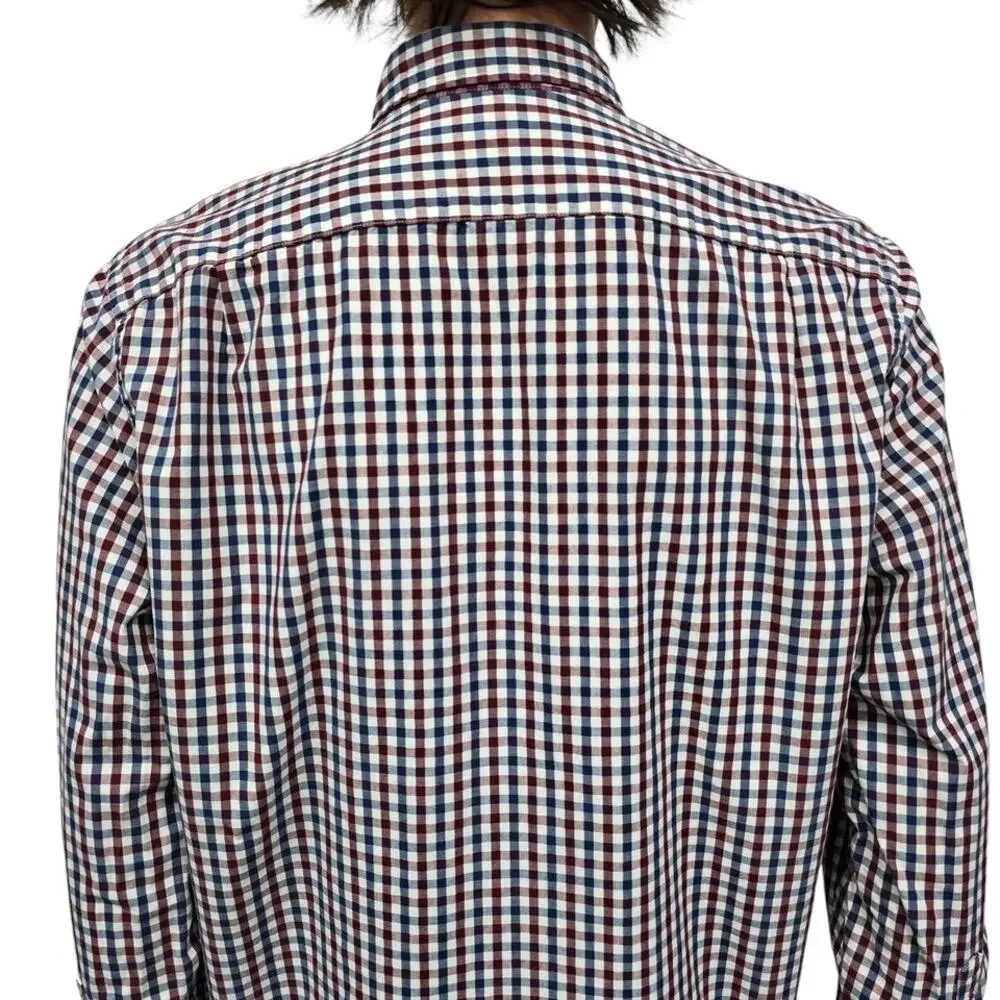 J. Crew Shirt Men L Red Blue Gingham Check Plaid Long Sleeve Button Down 31872
